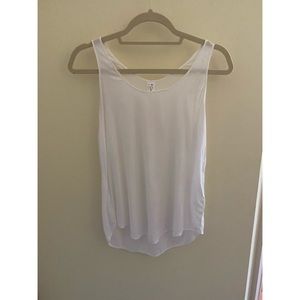 BP Sheer White Flowy Tank Top